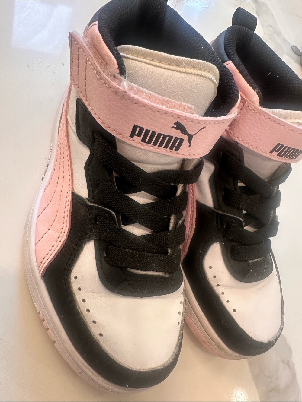 Puma Kids' Pink, Black & White High-Top Sneakers
